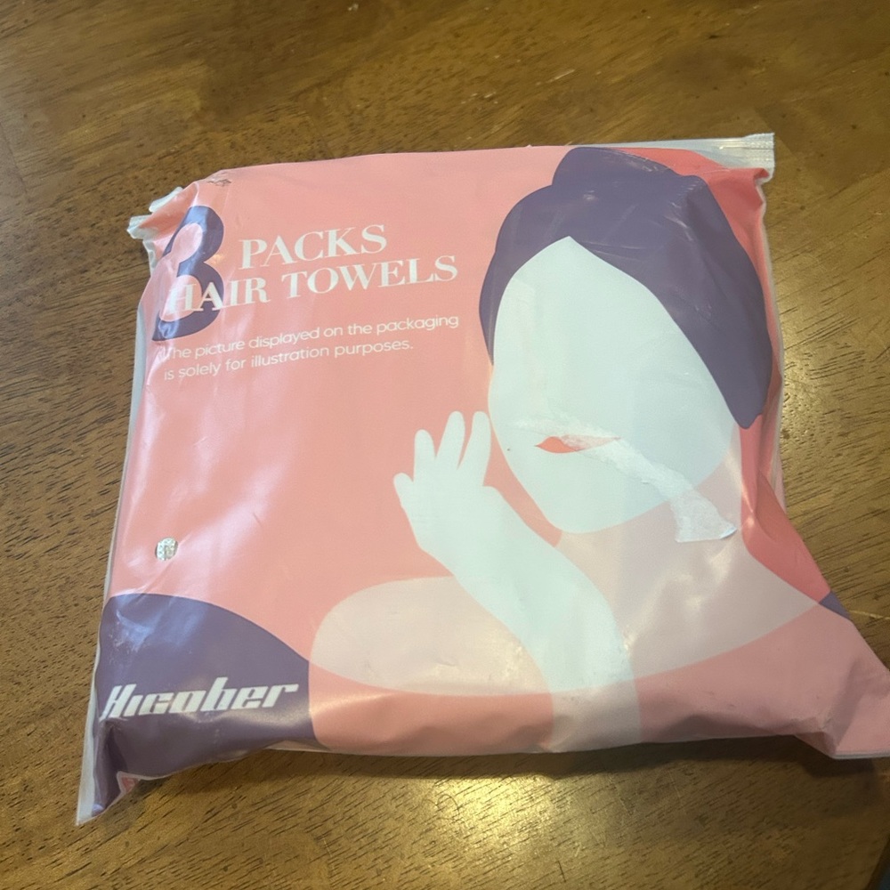 Hicober Microfiber Hair Turbans 3-Pack Pink -Blue -Grey- NWT